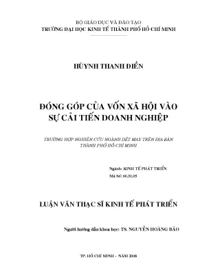 Luận văn đóng góp của vốn xã hội vào sự cải tiến doanh nghiệp trường hợp nghiên cứu ngành dệt may trên địa bàn thành phố hồ chí minh
