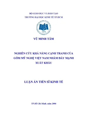 Luận văn nghiên cứu khả năng cạnh tranh của gốm mỹ nghệ việt nam nhằm đẩy mạnh xuất khẩu