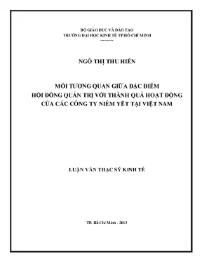 Luận văn mối tương quan giữa đặc điểm hội đồng quản trị với thành quả hoạt động của các công ty niêm yết tại việt nam