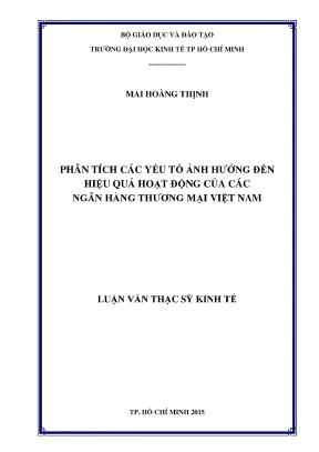 Luận văn phân tích các yếu tố ảnh hưởng đến hiệu quả hoạt động của các ngân hàng thương mại việt nam