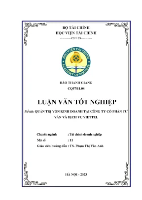 Luận văn tốt nghiệp đề tài quản trị vốn kinh doanh tại công ty cổ phần tư vấn và dịch vụ viettel
