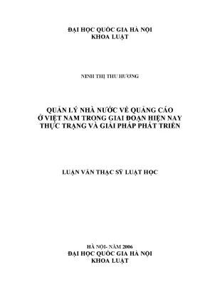 Quản lý nhà nước về quảng cáo ở việt nam trong giai đoạn hiện nay thực trạng và giải pháp phát triển