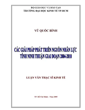 Luận văn các giải pháp phát triển nguồn nhân lực tỉnh ninh thuận giai đoạn 2004 2010