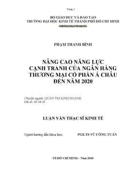 Luận văn nâng cao năng lực cạnh tranh của ngân hàng thương mại cổ phần á châu đến năm 2020