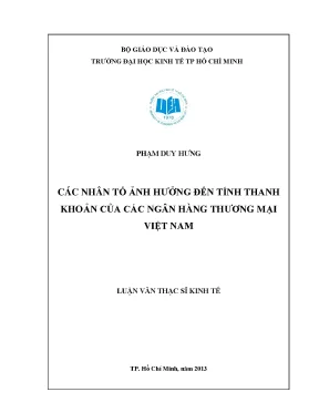 Luận văn các nhân tố ảnh hưởng đến tính thanh khoản của các ngân hàng thương mại việt nam
