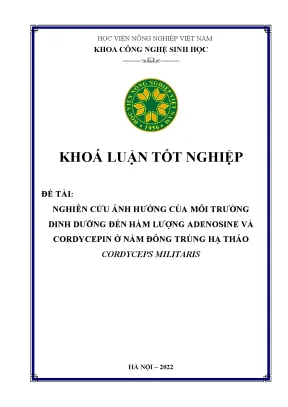 Nghiên cứu ảnh hưởng của môi trường dinh dưỡng đến hàm lượng adenosine và cordycepin ở nấm đông trùng hạ thảo cordyceps militaris