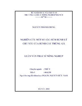 Nghiên cứu một số đặc điểm bệnh lý chủ yếu của bệnh cầu trùng gà