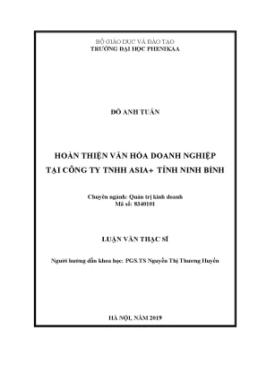 Hoàn thiện văn hóa doanh nghiệp tại công ty tnhh asia tỉnh ninh bình