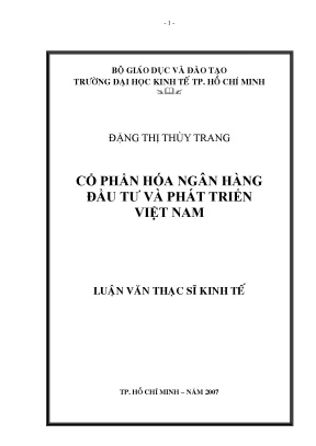 Luận văn cổ phần hóa ngân hàng đầu tư và phát triển việt nam