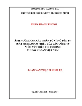 Luận văn ảnh hưởng của các nhân tố vĩ mô đến tỷ suất sinh lợi cổ phiếu của các công ty niêm yết trên thị trường chứng khoán việt nam