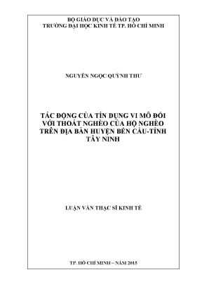 Luận văn tác động của tín dụng vi mô đối với thoát nghèo trên địa bàn huyện bến cầu tỉnh tây ninh