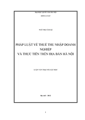 Pháp luật về thuế thu nhập doanh nghiệp và thực tiễn trên địa bàn hà nội