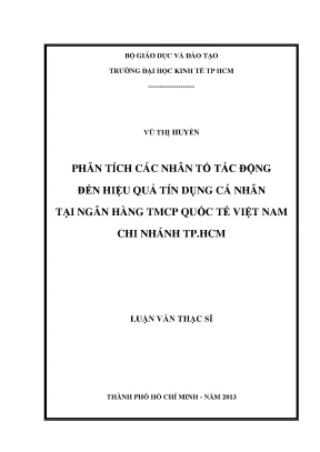 Luận văn phân tích các nhân tố tác động đến hiệu quả tín dụng cá nhân tại ngân hàng thương mại cổ phần quốc tế việt nam chi nhánh thành phố hồ chí minh