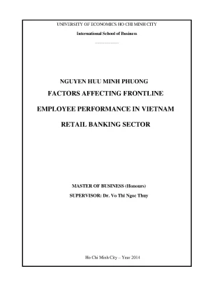 Luận văn factors afecting frontline employy performance in vietnam retail banking sector