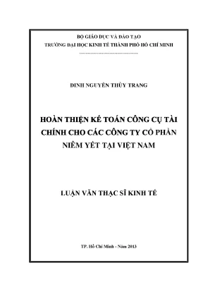 Luận văn hoàn thiện kế toán công cụ tài chính cho các công ty cổ phần niêm yết tại việt nam
