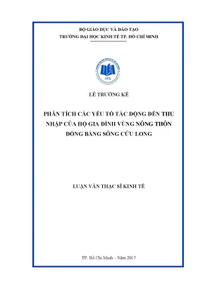 Luận văn phân tích các yếu tố tác động đến thu nhập của hộ gia đình vùng nông thôn đồng bằng sông cửu long