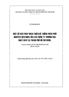 Luận văn một số giải pháp hoàn thiện hệ thống phân phối nguyên liệu nhựa của các công ty thương mại nhật bản tại tp hcm