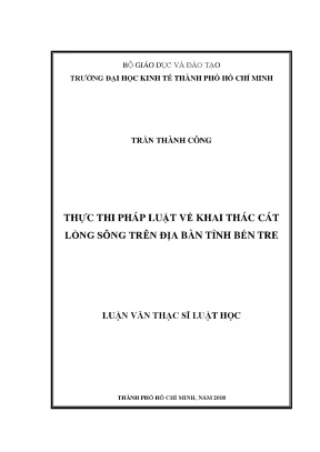 Luận văn thực thi pháp luật về khai thác cát lòng sông trên địa bàn tỉnh bến tre