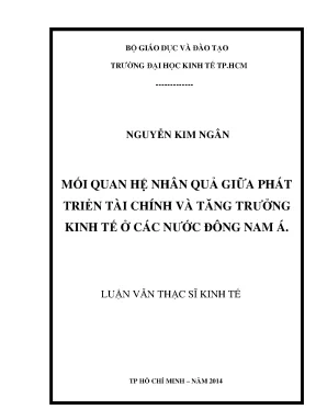 Luận văn mối quan hệ nhân quả giữa phát triển tài chính và tăng trưởng kinh tế ở các nước đông nam á