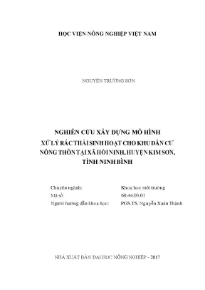 Nghiên cứu xây dựng mô hình xử lý rác thải sinh hoạt cho khu dân cư nông thôn tại xã hồi ninh huyện kim sơn tỉnh ninh bình