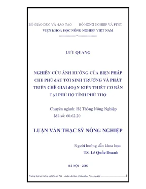 Nghiên cứu ảnh hưởng của biện pháp che phủ đất tới sinh trưởng và phát triển chè giai đoạn kiến thiết cơ bản tại phú hộ tỉnh phú thọ