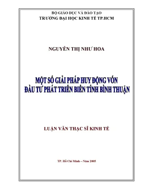 Luận văn một số giải pháp huy động vốn đầu tư phát triển kinh tế biển tỉnh bình thuận