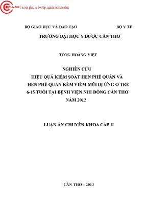 1365 nghiên cứu hiệu quả kiểm soát hen phế quản và hen phế quản kèm viêm mũi dị ứng ở trẻ 6 15 tuổi tại bv nhi đồng cần thơ năm 2012