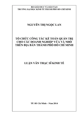Luận văn tổ chức công tác kế toán quản trị cho các doanh nghiệp vừa và nhỏ trên địa bàn tp hcm