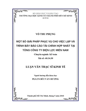 Luận văn một số giải pháp phục vụ cho việc lập và trình bày báo cáo tài chính hợp nhất tại tổng công ty điện lực miền nam