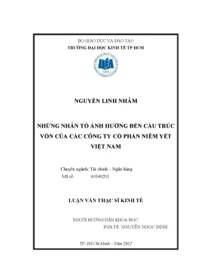 Luận văn những nhân tố ảnh hưởng đến cấu trúc vốn của các công ty cổ phần niêm yết việt nam