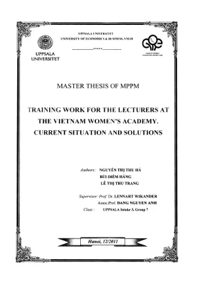 Luận văn thạc sĩ quản lý công training work for the lecturers at the vietnam womens academy current situation and solutions