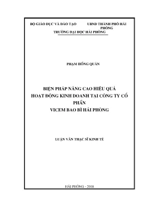 Luận văn thạc sĩ quản lý kinh tế biện pháp nâng cao hiệu quả hoạt động kinh doanh tại công ty cổ phần vicem bao bì hải phòng