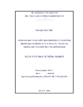 Đánh giá khả năng tiêu hoá protein của enzyme protease có trong tuỵ tạng lợn ứng dụng trong chế tạo môi trường hottinger