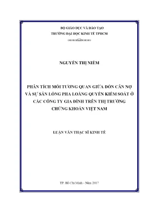 Luận văn phân tích mối tương quan giữa đòn cân nợ và sự sẵn lõng pha loãng quyền kiểm soát ở các công ty gia đình trên thị trường chứng khoán việt nam