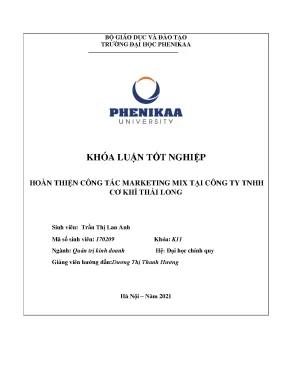 Hoàn thiện công tác marketing mix tại công ty tnhh cơ khí thái long