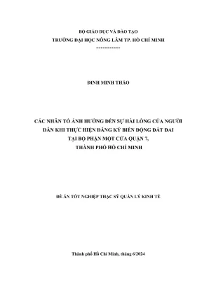 Luận văn thạc sĩ quản lý kinh tế các nhân tố ảnh hưởng đến sự hài lòng của người dân khi thực hiện đăng ký biến động đất đai tại bộ phận một cửa quận 7 thành phố hồ chí minh