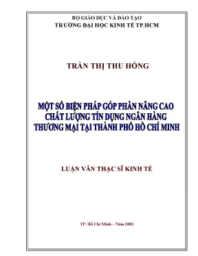 Luận văn một số biện pháp góp phần nâng cao chất lượng tín dụng ngân hàng thương mại tại thành phố hồ chí minh