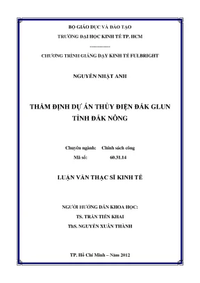 Luận văn thẩm định dự án thủy điện đắk glun tỉnh đắk nông