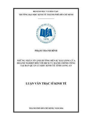 Luận văn những nhân tố ảnh hưởng đến sự hài lòng của doanh nghiệp đối với dịch vụ hành chính công tại ban quản lý khu kinh tế tỉnh long an