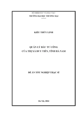 Luận văn quản lý đầu tư công của thị xã duy tiên tỉnh hà nam