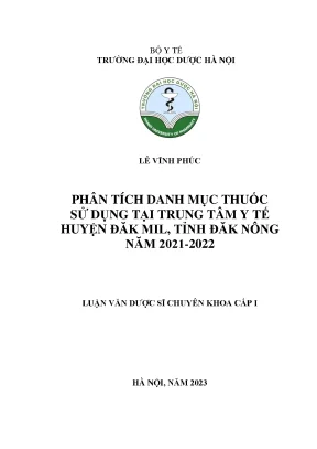 Lê vĩnh phúc phân tích danh mục thuốc sử dụng tại trung tâm y tế huyện đăk mil tỉnh đăk nông năm 2021 2022 luận văn dược sĩ chuyên khoa cấp i