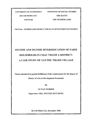 Luận văn income and income diversification of farm households in chau thanh a district a case study of tan phu thanh village
