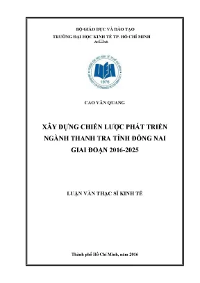 Luận văn xây dựng chiến lược phát triển ngành thanh tra tỉnh đồng nai giai đoạn 2016 2025