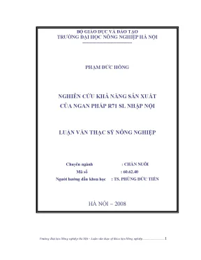Nghiên cứu khả năng sản xuất của giống ngan pháp r71 sl nhập nộ