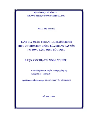 Đánh giá quần thể lai lại backcross phục vụ cho chọn giống lúa kháng rầy nâu tại đồng bằng sông cửu long