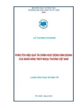 Luận văn phân tích hiệu quả tài chính hoạt động kinh doanh của ngân hàng tmcp ngoại thương việt nam