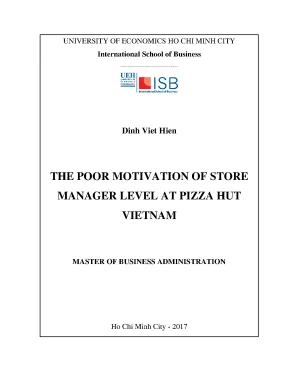 Luận văn the poor motivation of store manager level at pizza hut vietnam