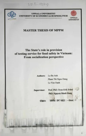Luận văn thạc sĩ quản lý công the states role in provision of testing service for food safety in vietnam from socialization perspective