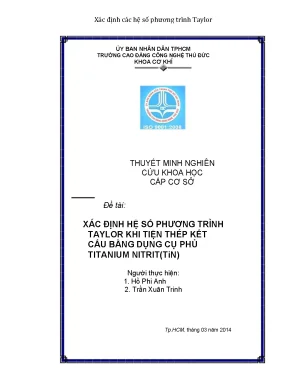 644 xác định hệ số phương trình taylor khi tiện thép kết cấu bằng dụng cụ phủ titanium nitrit nghiên cứu khoa học