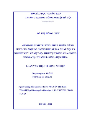 Đánh giá sinh trưởng phát triển năng suất của một số giống khoai tây nhập nội và nghiên cứu về mật độ thời vụ trồng của giống sinora tại thanh luông điện biên